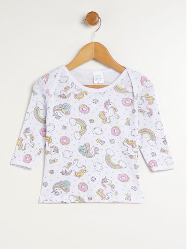 Camiseta Manga Longa Infantil Para Bebê - BRANCO
