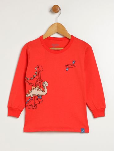 Camiseta Manga Longa Infantil Para Menino - VERMELHO