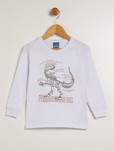 Camiseta Manga Longa Infantil Para Menino - BRANCO