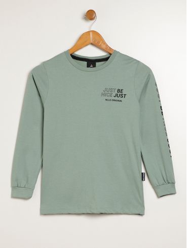 Camiseta Manga Longa Juvenil Para Menino - VERDE