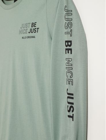 Camiseta Manga Longa Juvenil Para Menino - VERDE