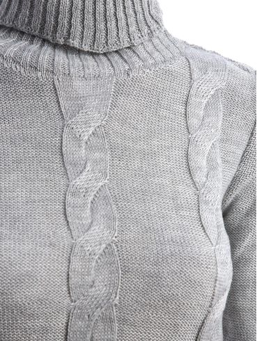 Blusa de Tricot Gola Alta Feminina CINZA