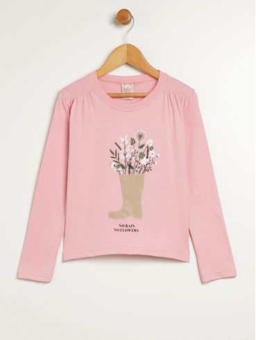 Blusa Manga Longa Infantil Para Menina - ROSA
