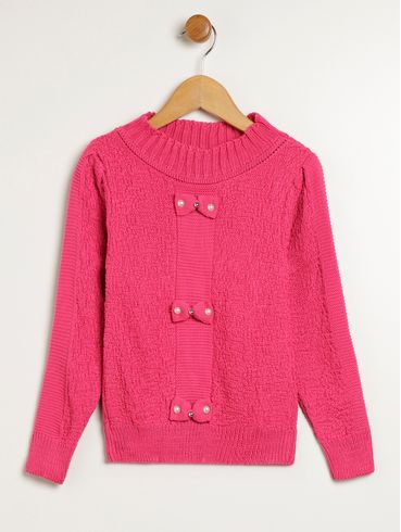 Blusão Tricot Laços Infantil Para Menina - PINK