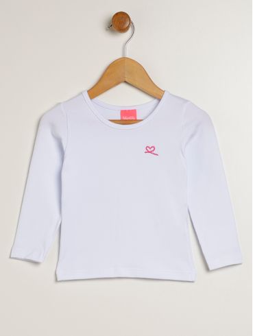 Blusa Manga Longa Infantil Para Menina - BRANCO