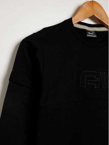 Camiseta Manga Longa Juvenil Para Menino - PRETO