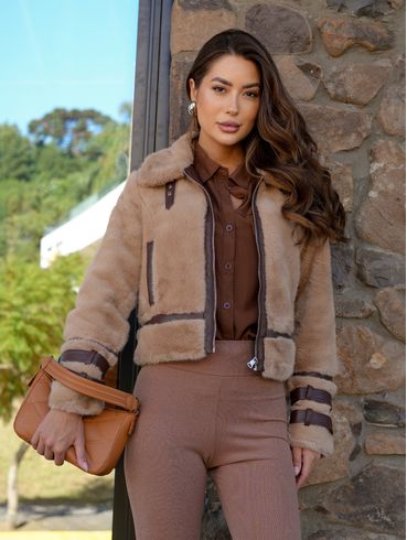 Jaqueta Biker Eagle Rock Feminina CAQUI