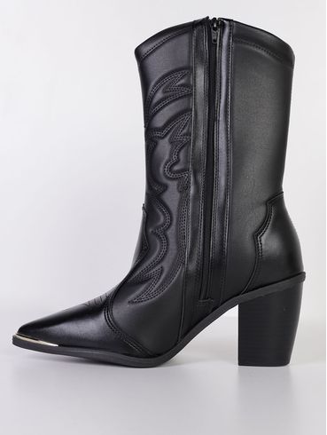 Bota Cano Médio Western Vizzano Feminina PRETO