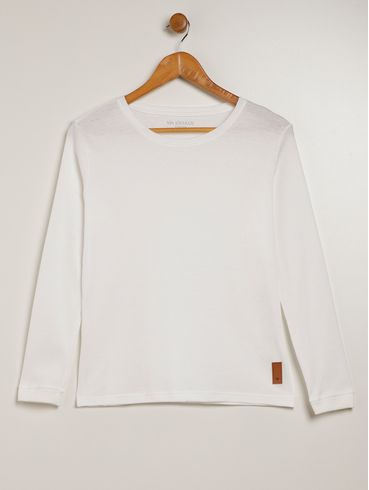 Camiseta Manga Longa Juvenil Para Menino - OFF WHITE