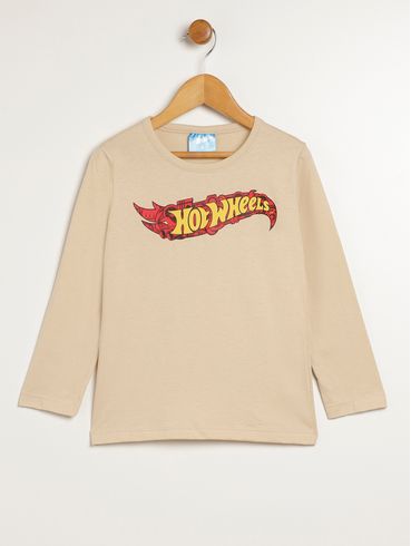 Camiseta Manga Longa Infantil Para Menino - BEGE