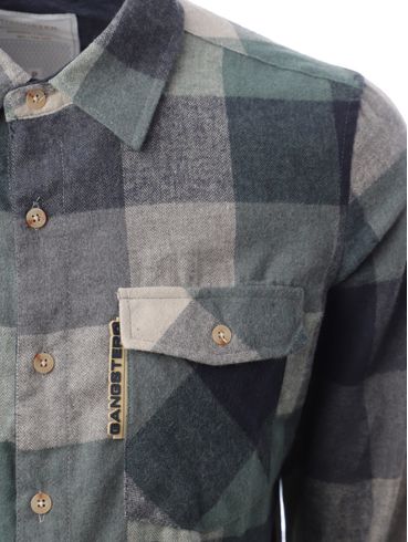 Camisa Manga Longa Xadrez Masculina CINZA/VERDE