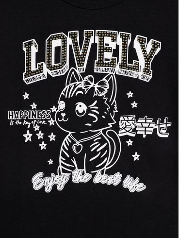 Blusa Manga Longa Vels Juvenil Para Menina - PRETO