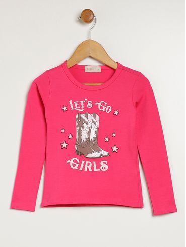Blusa Manga Longa Kid + Infantil Para Menina - PINK