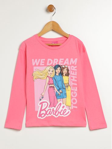 Blusa Manga Longa Barbie Infantil Para Menina - ROSA
