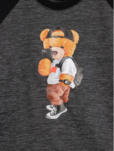 Camiseta Manga Longa Infantil Para Menino - CHUMBO/PRETO