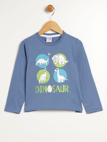 Camiseta Manga Longa Infantil Para Menino - AZUL