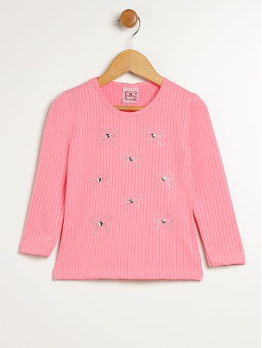 Blusa Manga Longa Infantil Para Menina - ROSA