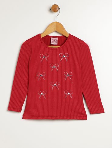 Blusa Manga Longa Infantil Para Menina - BORDO