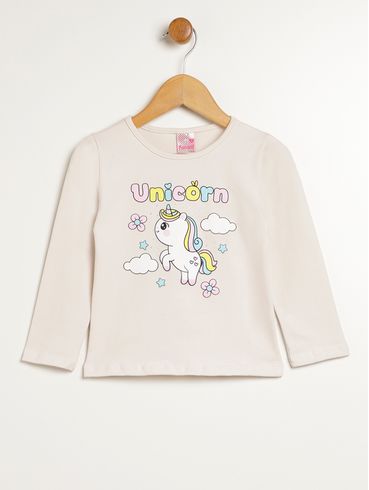 Blusa Manga Longa Infantil Para Menina - BEGE