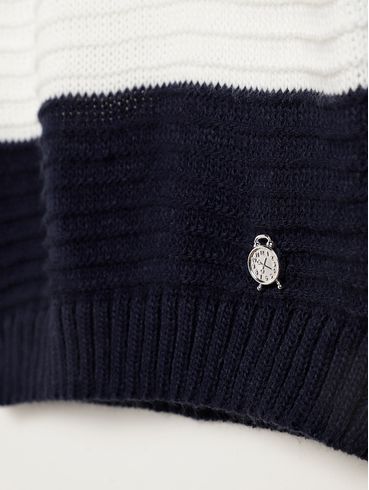 Blusão Tricot Manga Longa Infantil Para Menino AZUL/OFF WHITE