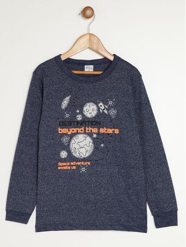 Camiseta Manga Longa Infantil Para Menino - MARINHO