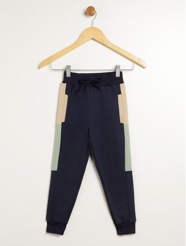 Calça Moletom Com Punho Juvenil Para Menino - MARINHO