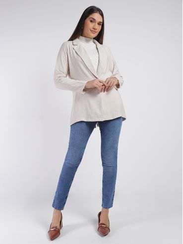 Blusão Tricot Manga Longa Feminino AREIA