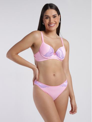 Conjunto Lingerie Com Bojo Feminino ROSA/LILAS
