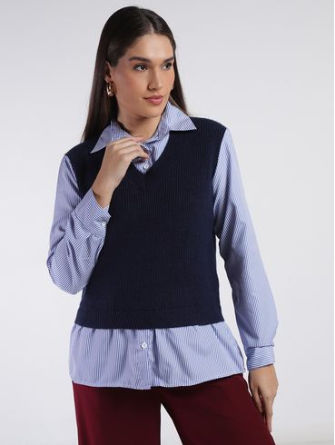 Blusa Com Sobreposição Eagle  Rock Feminina MARINHO