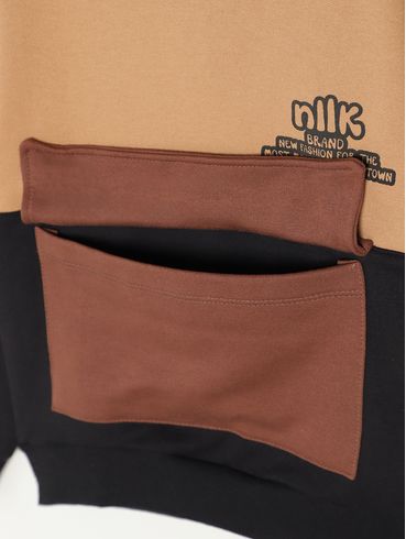 Moletom Com Capuz Infantil Para Menino - BEGE/PRETO/MARROM