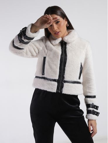 Jaqueta Biker Eagle Rock Feminina OFF WHITE