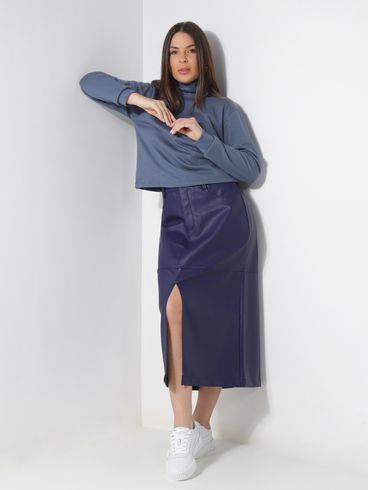 Saia Midi Com Fenda Autentique Feminina MARINHO