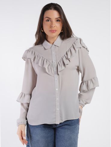 Camisa Crepe Autentique Feminina CINZA CLARO