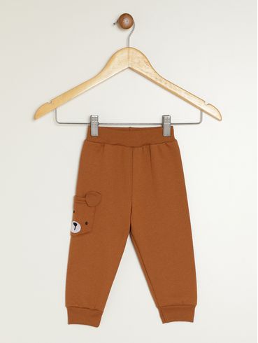 Calça Moletom Infantil Para Bebê - MARROM