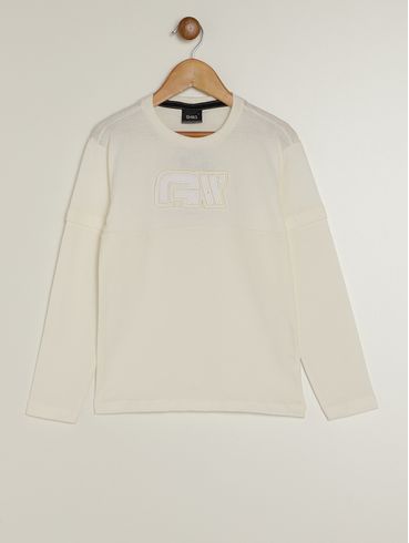 Camiseta Manga Longa Infantil Para Menino - OFF WHITE