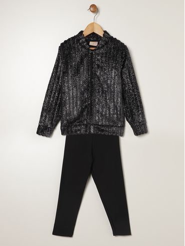 Conjunto Longo Infantil Para Menina - PRETO