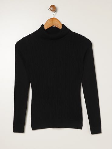 Blusão Tricot Juvenil Para Menina - PRETO