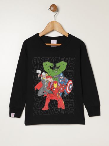 Camiseta Manga Longa Infantil Para Menino - PRETO