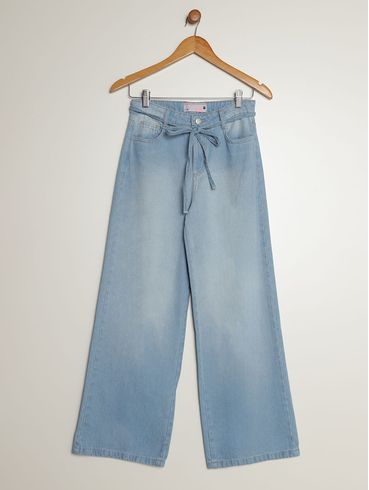 Calça Jeans Wide Leg Juvenil Para Menina - AZUL