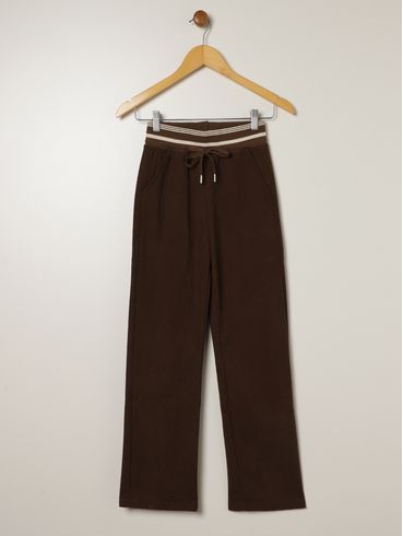 Calça Wide Leg Juvenil Para Menina - MARROM