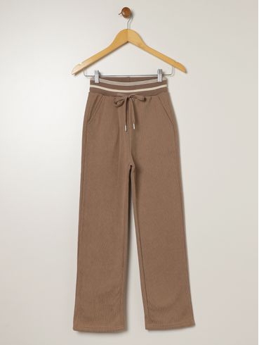 Calça Wide Leg Juvenil Para Menina - BEGE