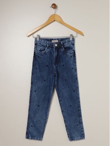 Calça Jeans Mom Juvenil Para Menina - AZUL