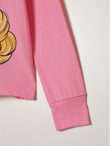Blusa Manga Longa Cropped Infantil Para Menina - ROSA