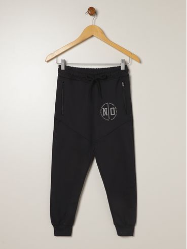 Calça Com Punho Juvenil Para Menino - PRETO