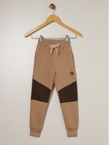 Calça Moletom Infantil Para Menino - BEGE/MARROM