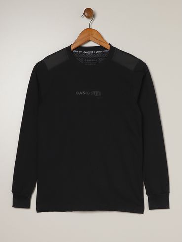 Camiseta Manga Longa Juvenil Para Menino - PRETO
