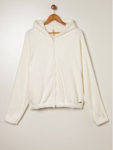 Jaqueta Com Capuz Plus Size Feminina OFF WHITE