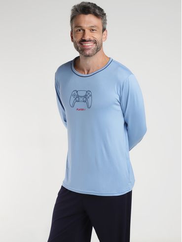 Pijama Suede Masculino AZUL