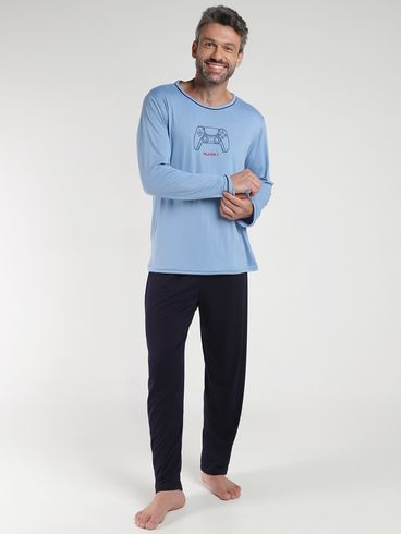 Pijama Suede Masculino AZUL