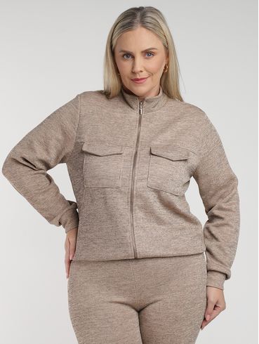 Jaqueta Autentique Plus Size Feminina BEGE